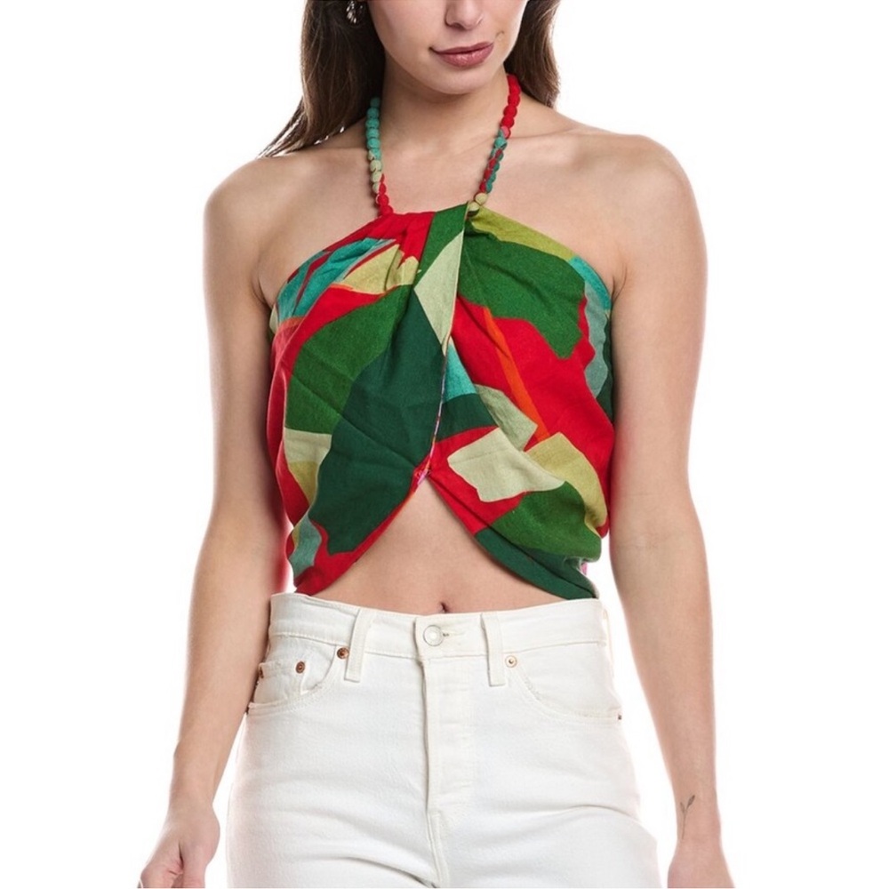 FARM Rio Heliconia Linen Halter Top - Picture 3 of 13